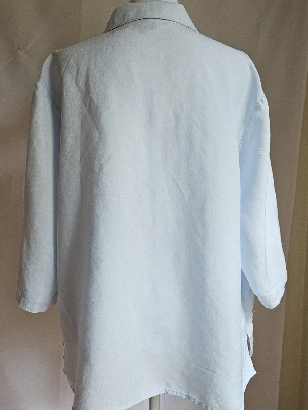 Dina K Woman Light Blue Embroidered Button Up Shirt Blouse Size 1X Ramie Viscos - Picture 2 of 11